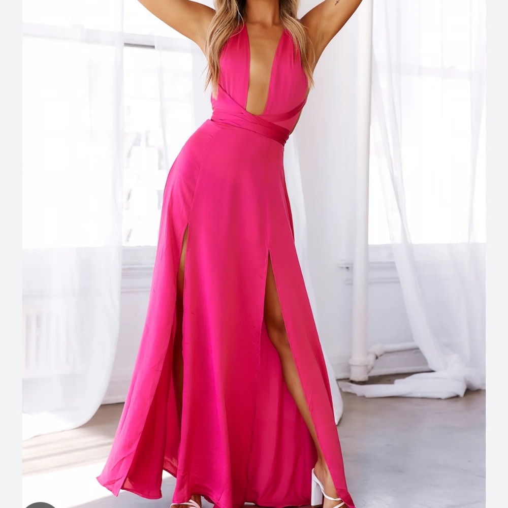 Hello Molly pink silk halter dress